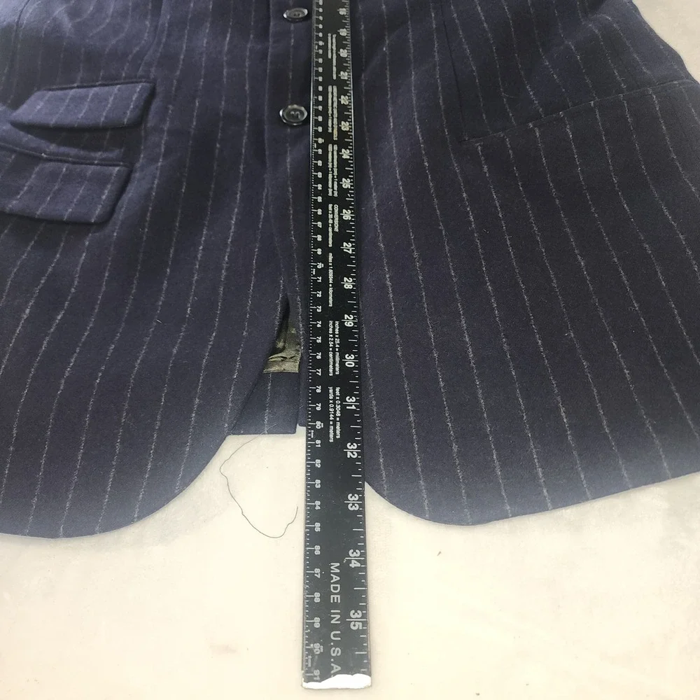 Abercrombie & Fitch Mens Navy Blue Pinstripe 100% Wool 3-Button Blazer Jacket M